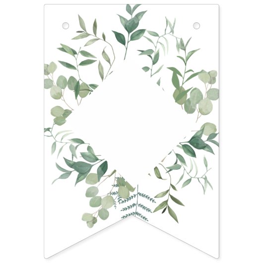 Botanische Eucalyptus Groene Bruiloft Feest Vlaggetjes (Eerste vlag)