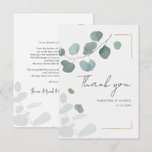 Botanische Eucalyptus Groene Huwelijks Dankjewel Notitiekaartje