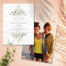 Botanische Eucalyptus Groene Huwelijksfoto Uitnodiging Briefkaart