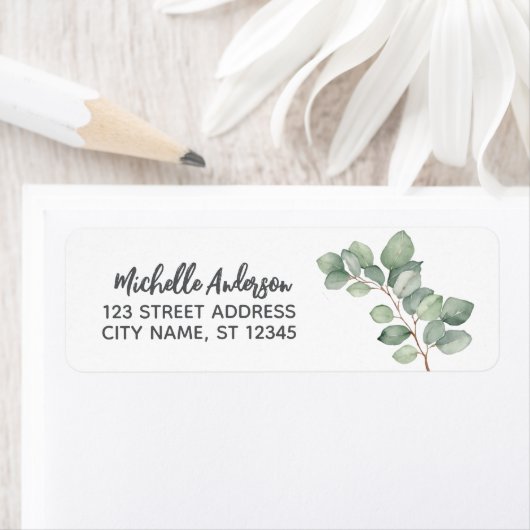 Botanische Eucalyptus Groene Retouradres Etiket (Insitu)