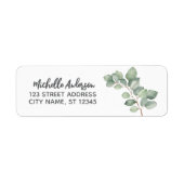 Botanische Eucalyptus Groene Retouradres Etiket (Voorkant)