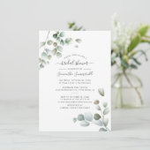 Botanische Eucalyptus Groene Script Bruidsborrel Kaart (Staand voorkant)