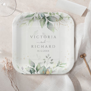 Botanische Eucalyptus Groene Watercolor Elegant Papieren Bordje