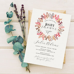Botanische Eucalyptus Herfst Blad Krans Baby showe Kaart