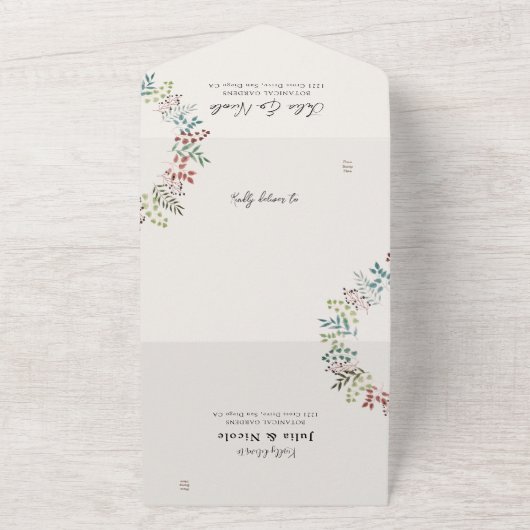 Botanische Eucalyptus Herfst Blad Krans Huwelijk All In One Uitnodiging (Buitenkant)