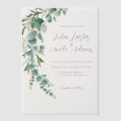 Botanische Eucalyptus Herfst Blad Krans Huwelijk Vellum Uitnodigingen (Voorkant)