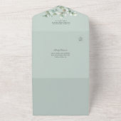 Botanische eucalyptus laat groen huwelijk over all in one uitnodiging (Buitenkant)