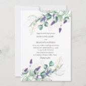 Botanische eucalyptus lavendel groen bruiloft kaart (Voorkant)
