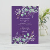 Botanische Eucalyptus Lavendel Paarse bruiloft Kaart (Staand voorkant)