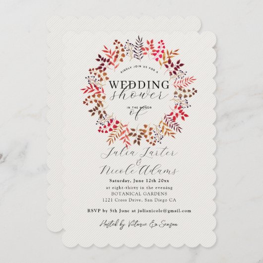 Botanische Eucalyptus Leaf Krans Trouwdouche Kaart (Voorkant / Achterkant)