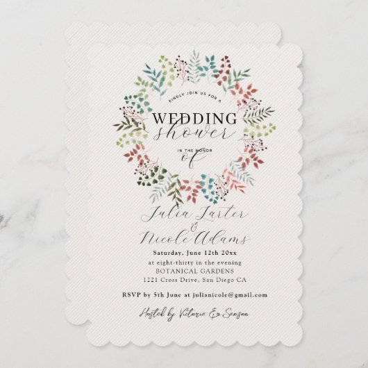 Botanische Eucalyptus Leaf Krans Trouwdouche Kaart (Voorkant / Achterkant)