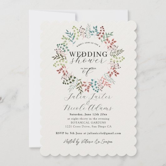 Botanische Eucalyptus Leaf Krans Trouwdouche Kaart (Voorkant)