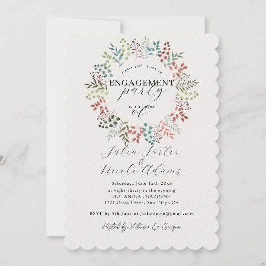 Botanische Eucalyptus Leaf Wreath Engagement Party Kaart (Voorkant)