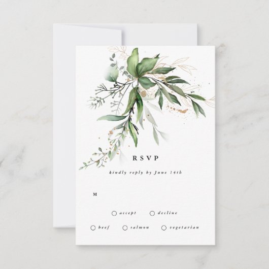 Botanische Eucalyptus Leafy Modern Greenery Moss RSVP Kaartje (Voorkant)