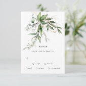 Botanische Eucalyptus Leafy Modern Greenery Moss RSVP Kaartje (Staand voorkant)