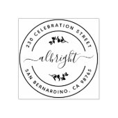 Botanische Eucalyptus Leaves Round Return Address Rubberstempel (Afrduk)