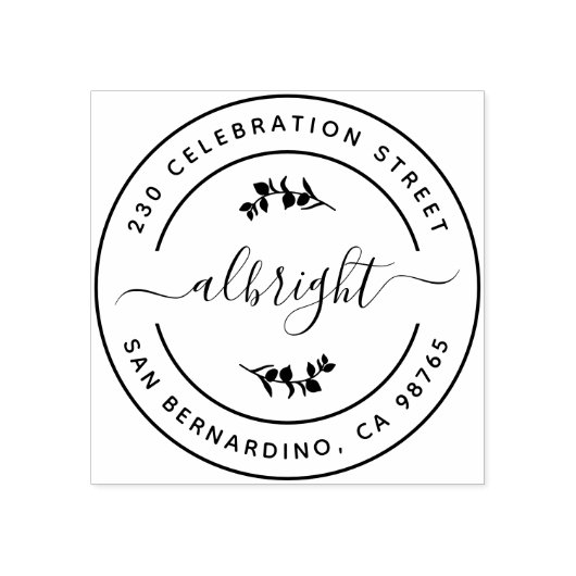 Botanische Eucalyptus Leaves Round Return Address Rubberstempel (Afrduk)