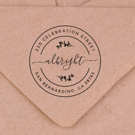 Botanische Eucalyptus Leaves Round Return Address Rubberstempel