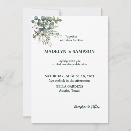 Botanische eucalyptus Leaves Weddenschap Kaart (Achterkant)