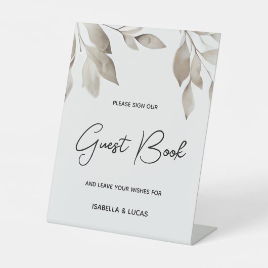 Botanische eucalyptus Leaves Weddenschap Reclamebord Met Voetstuk (Voorkant)