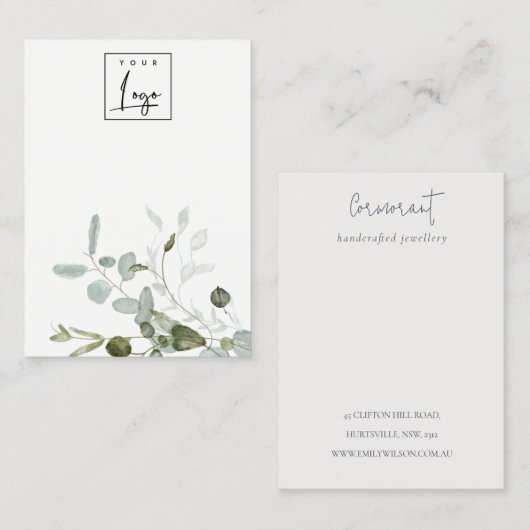 Botanische Eucalyptus Logo Blank Sieraden Display Visitekaartje (Voorkant / Achterkant)
