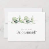 Botanische Eucalyptus Loof Bruidsmeisje Kaart Notitiekaartje (Voorkant)