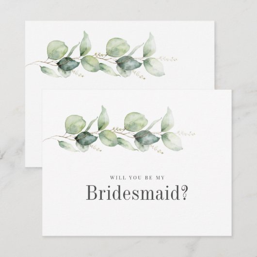 Botanische Eucalyptus Loof Bruidsmeisje Kaart Notitiekaartje (Voorkant / Achterkant)