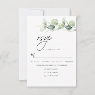 Botanische Eucalyptus Loof Minimalistische Trouwda RSVP Kaartje