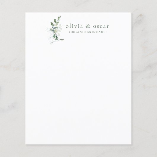Botanische Eucalyptus Minimaal Zakelijk Briefpapie (Voorkant)