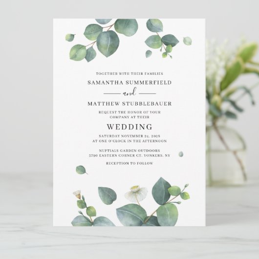Botanische Eucalyptus Moderne Greenery Wedding Kaart (Staand voorkant)