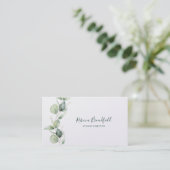 Botanische Eucalyptus Moderne Script Schoonheidssa Visitekaartje (Staand voorkant)