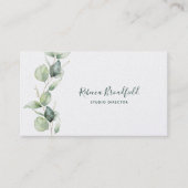 Botanische Eucalyptus Moderne Script Schoonheidssa Visitekaartje (Voorkant)