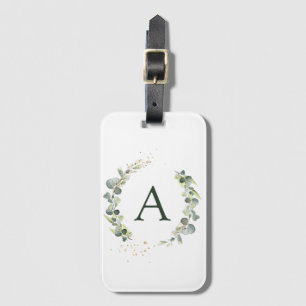 Botanische Eucalyptus Monogram Greenery Wedding Bagagelabel