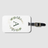 Botanische Eucalyptus Monogram Greenery Wedding Bagagelabel (Voorkant (horizontaal))