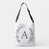 Botanische Eucalyptus Monogram Greenery Wedding Crossbody Tas (Achterkant)