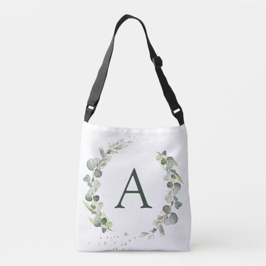 Botanische Eucalyptus Monogram Greenery Wedding Crossbody Tas (Achterkant)