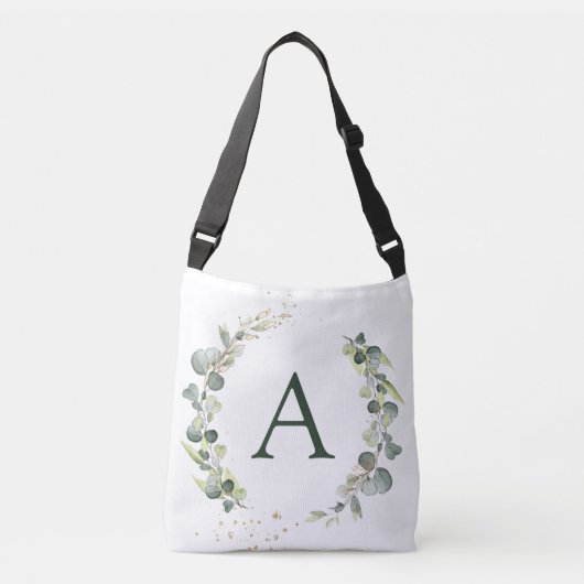 Botanische Eucalyptus Monogram Greenery Wedding Crossbody Tas (Voorkant)