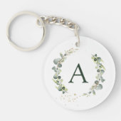 Botanische Eucalyptus Monogram Greenery Wedding Sleutelhanger (Voorkant)