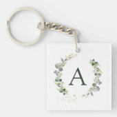 Botanische Eucalyptus Monogram Greenery Wedding Sleutelhanger (voorkant)