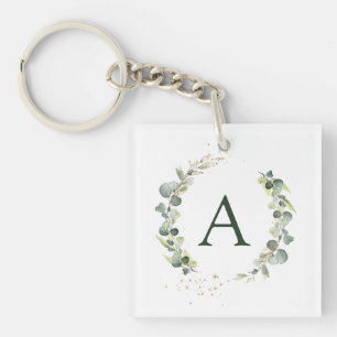 Botanische Eucalyptus Monogram Greenery Wedding Sleutelhanger