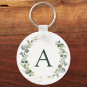 Botanische Eucalyptus Monogram Greenery Wedding Sleutelhanger (Voorkant)