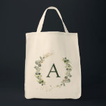 Botanische Eucalyptus Monogram Greenery Wedding Tote Bag<br><div class="desc">Eucalyptus Greenery Succulent Botanical Waterverf Spring Wedding Monogram Canvas tassen op canvas achtergrond - omvat prachtige en elegante scripttypografie met moderne botanische bladeren en groen voor de speciale bruiloft, Vrijgezellenfeest, Baby shower, Bachelorette Party, Sweet 16, 16th, 18th, 21st, 30th, 40th, 5 De viering van de tiende, de zestigste, de zeventigste,...</div>