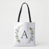 Botanische Eucalyptus Monogram Greenery Wedding Tote Bag (Voorkant)