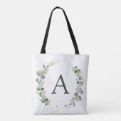 Botanische Eucalyptus Monogram Greenery Wedding Tote Bag (Achterkant)