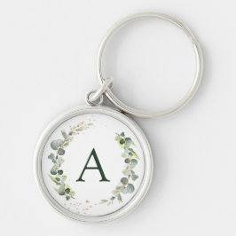 Botanische Eucalyptus Monogram Groene Huwelijk Sleutelhanger