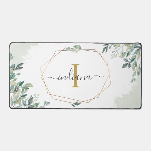 Botanische Eucalyptus Monogram Script Waterverf Bureaumat (Voorkant)