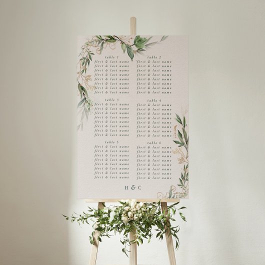 Botanische Eucalyptus Moss Wedding Seding Chart Poster