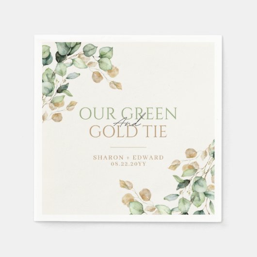 Botanische Eucalyptus Onze Groen & Goud Stropdas b Servet (Voorkant)