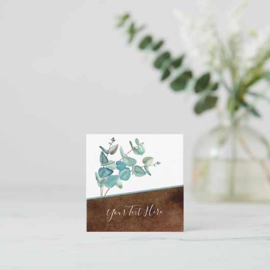 Botanische Eucalyptus QR-code en sociale mediapict Vierkante Visitekaartje (Staand voorkant)