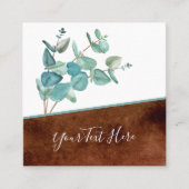 Botanische Eucalyptus QR-code en sociale mediapict Vierkante Visitekaartje (Voorkant)